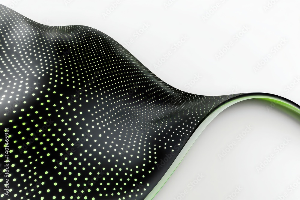Wall mural abstract black surface with green underside and tiny yellow dots arrayed in rows