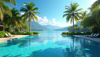Obraz premium Tropical Paradise Poolside Escape