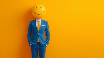Smiley Head in Orange Background Stylish Business