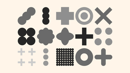 Cute vector collection of geometric symbols, lines, circles, and shapes. Hand-drawn pastel doodles for kids design, stationery, planners, and digital prints