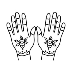 henna decorated hands icon, henna decorated hands line art - simple line art of henna decorated hands, perfect for henna decorated hands logos and icons