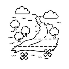 irish countryside icon, irish countryside line art - simple line art of irish countryside, perfect for irish countryside logos and icons
