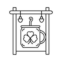 irish pub sign icon, irish pub sign line art - simple line art of irish pub sign, perfect for irish pub sign logos and icons
