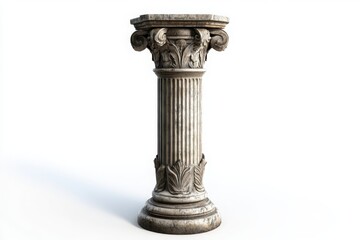 Obraz premium Stone column with ornate details isolated on white background