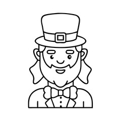 leprechaun icon, leprechaun line art - simple line art of leprechaun, perfect for leprechaun logos and icons