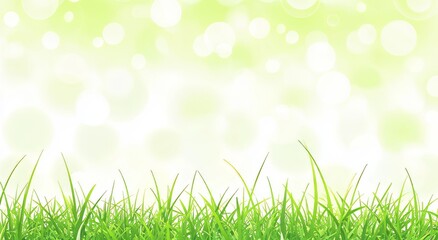 Fototapeta premium A soft focus shot of lush green grass with a blurred bokeh background, capturing the essence of a spring or summer day with ample space for text