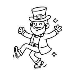 leprechaun jumping icon, leprechaun jumping line art - simple line art of leprechaun jumping, perfect for leprechaun jumping logos and icons