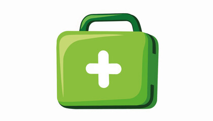 Obraz premium Pet first aid kit illustration in bright green, safety and care