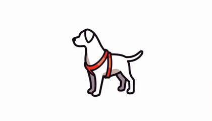 Dog wearing a harness in geometric style, pet safety concept