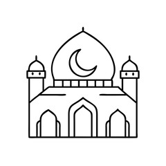 masjid mosque illustration icon, masjid mosque illustration line art - simple line art of masjid mosque illustration, perfect for masjid mosque illustration logos and icons