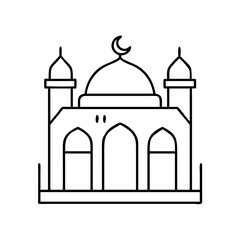 masjid mosque illustration icon, masjid mosque illustration line art - simple line art of masjid mosque illustration, perfect for masjid mosque illustration logos and icons