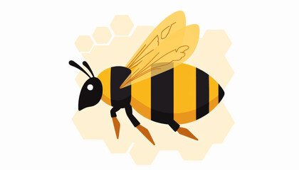 Geometric honey bee illustration with honeycomb background, nature symbol