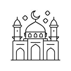 masjid with lights icon, masjid with lights line art - simple line art of masjid with lights, perfect for masjid with lights logos and icons