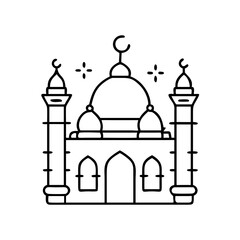 masjid with lights icon, masjid with lights line art - simple line art of masjid with lights, perfect for masjid with lights logos and icons