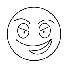 mischievous smile emoji icon, mischievous smile emoji line art - simple line art of mischievous smile emoji, perfect for mischievous smile emoji logos and icons