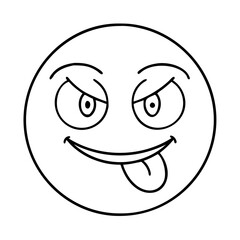 Fototapeta premium mischievous smile emoji icon, mischievous smile emoji line art - simple line art of mischievous smile emoji, perfect for mischievous smile emoji logos and icons