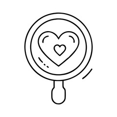 mirror with heart icon, mirror with heart line art - simple line art of mirror with heart, perfect for mirror with heart logos and icons
