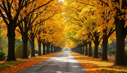 Autumn Pathway Through Vibrant Foliage