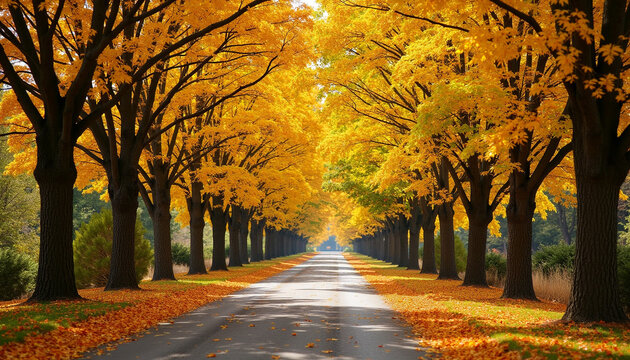 Autumn Pathway Through Vibrant Foliage