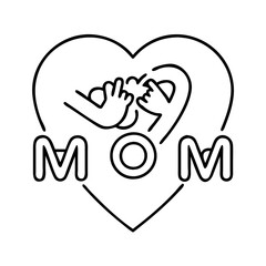 mom s love in heart shape icon, mom s love in heart shape line art - simple line art of mom s love in heart shape, perfect for mom s love in heart shape logos and icons