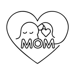 mom s love in heart shape icon, mom s love in heart shape line art - simple line art of mom s love in heart shape, perfect for mom s love in heart shape logos and icons