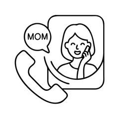 mom s phone calling icon, mom s phone calling line art - simple line art of mom s phone calling, perfect for mom s phone calling logos and icons