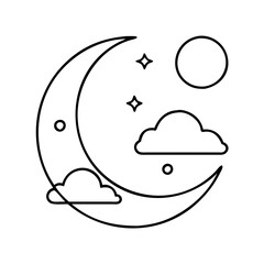 moon sighting icon, moon sighting line art - simple line art of moon sighting, perfect for moon sighting logos and icons