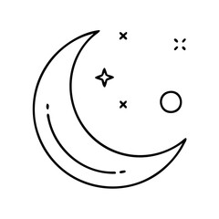 moon sighting icon, moon sighting line art - simple line art of moon sighting, perfect for moon sighting logos and icons