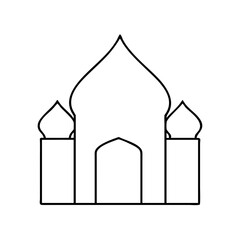 mosque silhouette icon, mosque silhouette line art - simple line art of mosque silhouette, perfect for mosque silhouette logos and icons