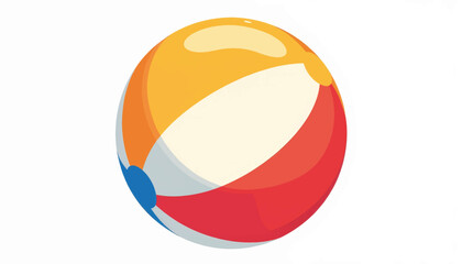 Fototapeta premium Playful beach ball with vibrant stripes on clean background, summer fun