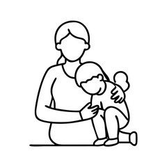 mother and child icon, mother and child line art - simple line art of mother and child, perfect for mother and child logos and icons