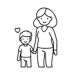 mother and son icon, mother and son line art - simple line art of mother and son, perfect for mother and son logos and icons