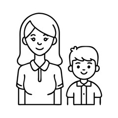 mother and son icon, mother and son line art - simple line art of mother and son, perfect for mother and son logos and icons