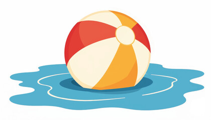 Minimalist beach ball floating on water, summer relaxation