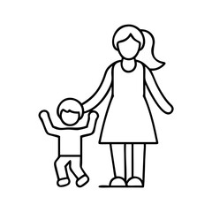 mother with toddler icon, mother with toddler line art - simple line art of mother with toddler, perfect for mother with toddler logos and icons