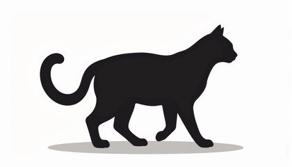 Fototapeta premium Sleek black cat silhouette walking, minimalist geometric design