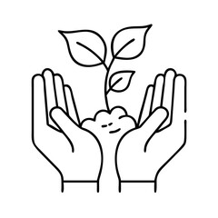 nurturing hands icon, nurturing hands line art - simple line art of nurturing hands, perfect for nurturing hands logos and icons
