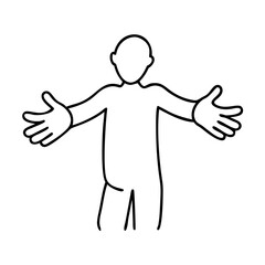 open arms hug icon, open arms hug line art - simple line art of open arms hug, perfect for open arms hug logos and icons
