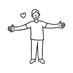 open arms hug icon, open arms hug line art - simple line art of open arms hug, perfect for open arms hug logos and icons