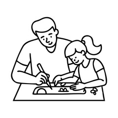 parent and child drawing icon, parent and child drawing line art - simple line art of parent and child drawing, perfect for parent and child drawing logos and icons