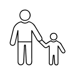 parent and child holding hands icon, parent and child holding hands line art - simple line art of parent and child holding hands, perfect for parent and child holding hands logos and icons