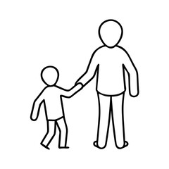 parent and child holding hands icon, parent and child holding hands line art - simple line art of parent and child holding hands, perfect for parent and child holding hands logos and icons
