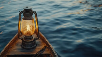 Wooden boat lantern water