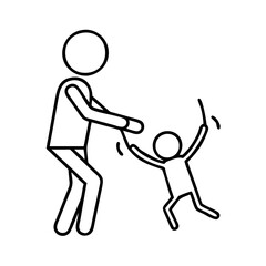parent swinging child icon, parent swinging child line art - simple line art of parent swinging child, perfect for parent swinging child logos and icons