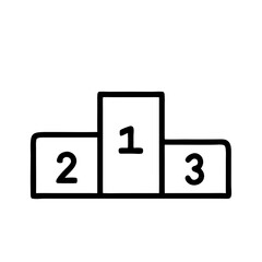 Podium illustration representing first, second, and third places, icon, vector