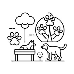 pet friendly park icon, pet friendly park line art - simple line art of pet friendly park, perfect for pet friendly park logos and icons