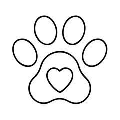 pet paw with heart icon, pet paw with heart line art - simple line art of pet paw with heart, perfect for pet paw with heart logos and icons