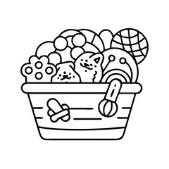 pet toy basket icon, pet toy basket line art - simple line art of pet toy basket, perfect for pet toy basket logos and icons