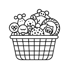 pet toy basket icon, pet toy basket line art - simple line art of pet toy basket, perfect for pet toy basket logos and icons