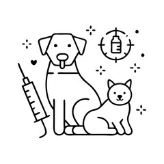 pet vaccination icon, pet vaccination line art - simple line art of pet vaccination, perfect for pet vaccination logos and icons
